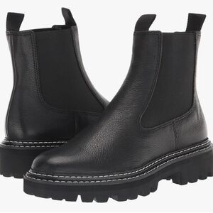 Dolce Vita Black Leather Chelsea Lug Booties